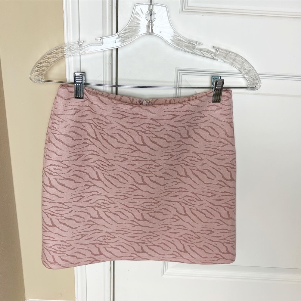 Body Con Mini Skirt Pink Zebra Print
